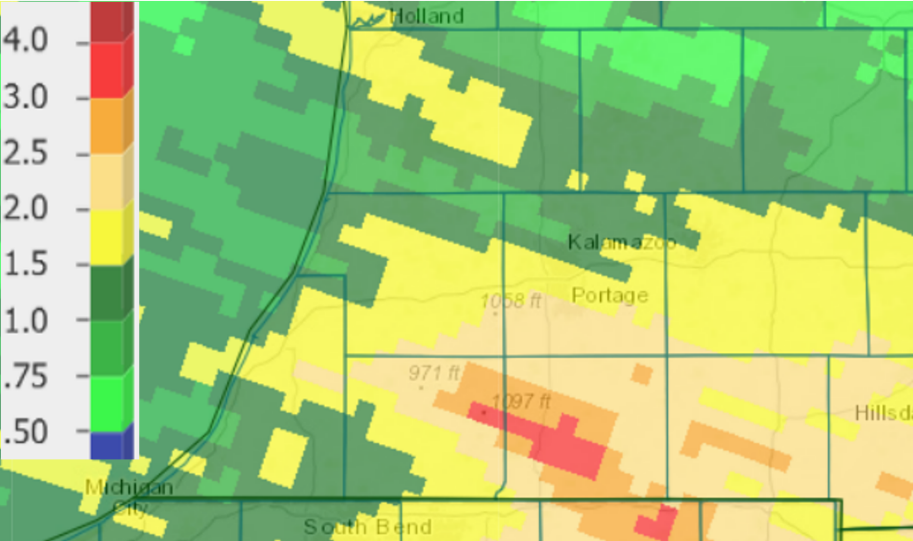 Precipitation totals from the past seven days as of July 7.